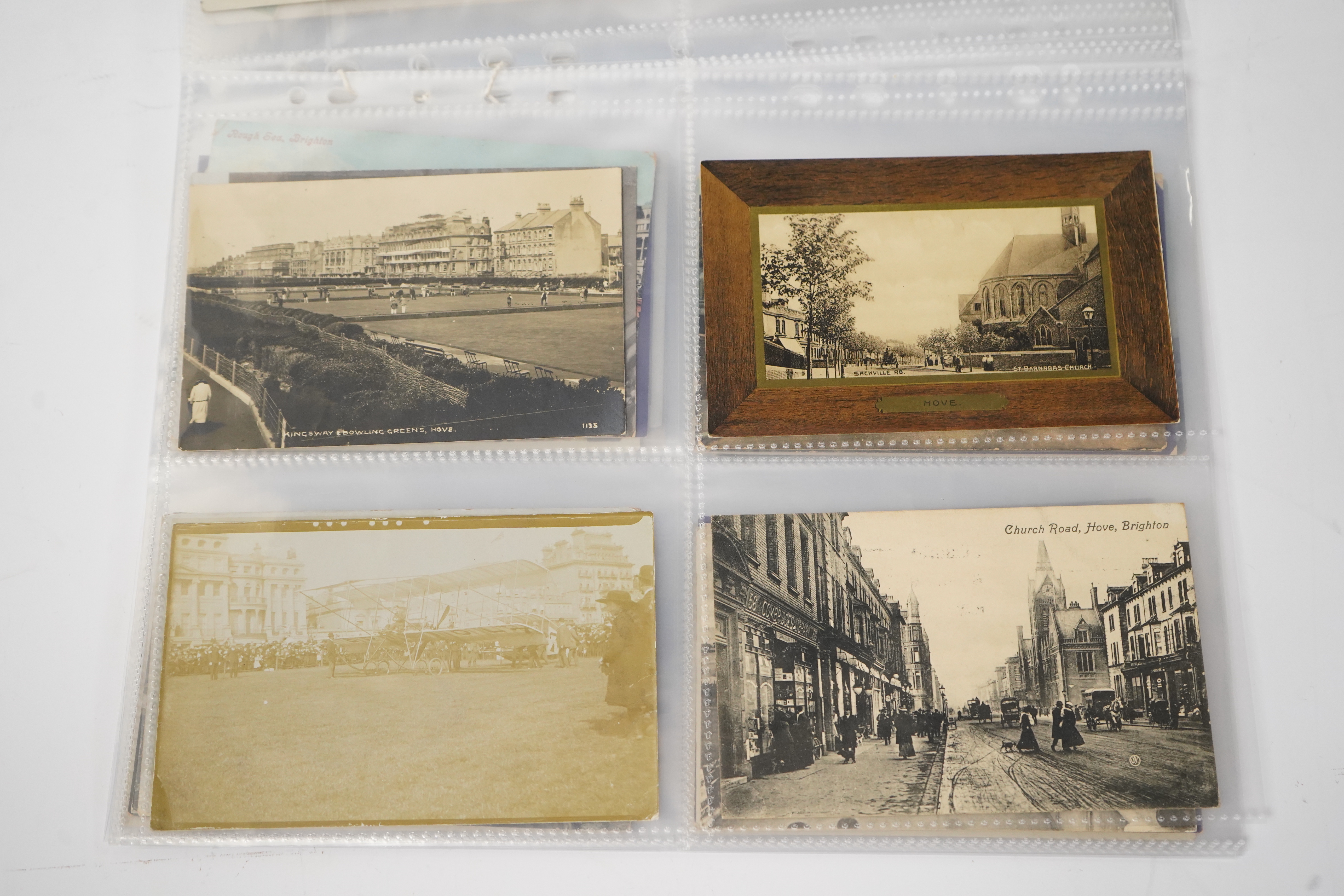 Brighton & Hove interest; a collection of one hundred and twelve assorted vintage postcards, mostly pre WW1, including novelty, shopfronts and Albion football matches